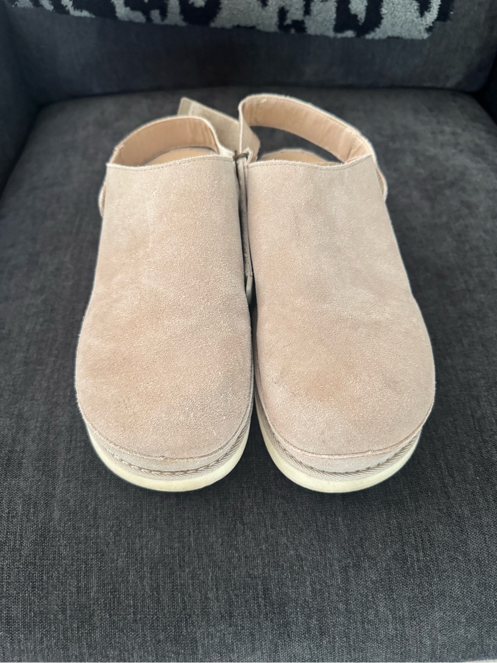 Beige Suede Slingback Mules
